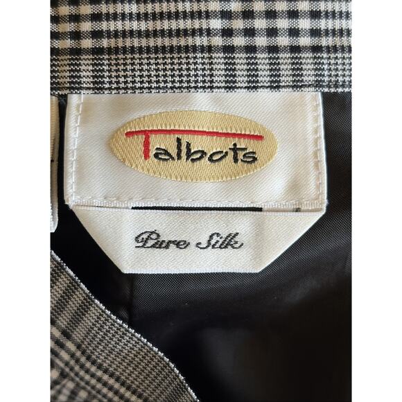 Vintage VTG Talbots Pure Silk Black Plaid Check Pencil Skirt Womens 4 Office - Picture 7 of 8